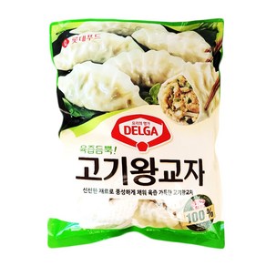 롯데 육즙 듬뿍 고기 왕교자 만두 1050g 무료배송/냉동 에어프라이어 반찬 군만두 찐만두 만두국 명절 야식 안주 반찬 간식, 3개
