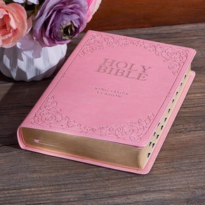 [미국직배]KJV Holy Bible 슈퍼 자이언트 프린트 가죽커버 성경책(핑크 인조가죽커버), Chistian At Publishes