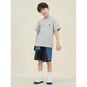[브랜드정품]빈폴키즈 공식브랜드관 [BEANPOLE KIDS] 남아 곰돌이 체크 반팔 상하 세트 그레이 (BI5442U033) 등교룩 등원룩