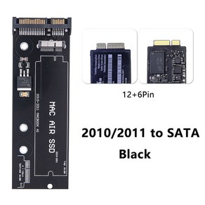 용 SSD SATA 변환기 카드 보드 에어 6 12 핀 및 프로 레티나 7 17 핀 SSD SATA 22 핀 어댑터 2010 2011 2012, 2010-2011 Black, 1개