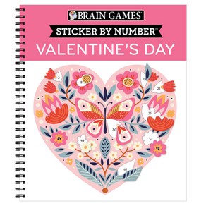 (영문도서) Brain Games - Sticker by Number: Valentine's Day Spiral