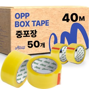 내츄럴패키지 투명 OPP테이프 박스테이프 국내제작 택배포장용 중포장 40M, 50개