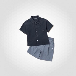 [25SS 10%][빈폴키즈] 클래식 시어서커 상하 세트 네이비 (BI5465U01R)