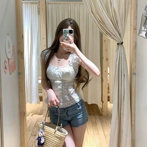 투니스 여성 썸머 러플 레이스 반소매 블라우스