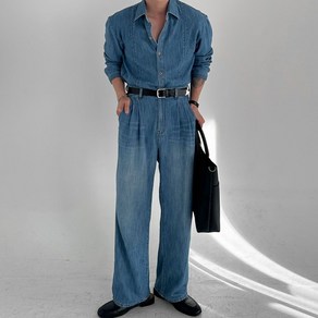 르에 Denim set - up 남자 연청 데님 셋업 가을 청남방세트