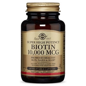 솔가 비오틴 10 000mcg 베지터블 캡슐 글루텐 프리 비건, 60정, 1개