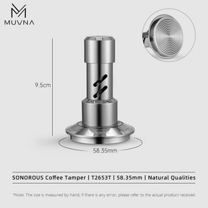 MUVNA 에스프레소 임팩트 탬퍼 51mm 53mm 58 35mm 스테인레스 스틸 조정 깊이 분배 커피 도구, 58.35mm Tampe