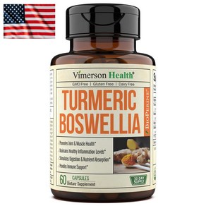 Vimerson Health Turmeric Curcumin Supplement with Boswellia Serrata Extract 비머슨 헬스 울금 보스웰리아 60캡슐