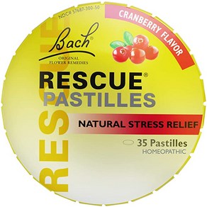 Bach RESCUE PASTILLES 크랜베리 ​​풍미 천연 스트레스 완화 사탕 동종 요법 꽃 요법, 1개