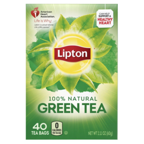 립톤 내츄럴 그린 티 티백 Lipton Tea Bags 100% Natual Geen, 1박스, 40개입