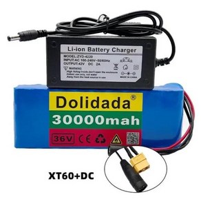 10S2P 36V 30000mAh 18650 충전식 리튬 이온 배터리 팩 전기 자전거 전기 스쿠터 전동 공구 배터리 예비 배터리, 1개