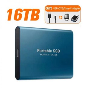 1TB 휴대용 SSD 2TB 외장 솔리드 스테이트 드라이브 500GB 고속 하드 M.2 USB 3.1 인터페이스 대용량 저장, 14 Blue 16TB