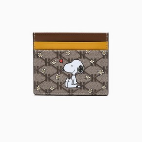 [PEANUTS X HAZZYS] 다크브라운 가죽 스누피 카드슬롯 HIHO5E381W2