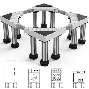 DEWEL세탁기 다용도 받침대 건조기 스탠드 베이스 거치대 가구 바닥 높이조절 12개발 수평계내장형, 1개, 흰색
