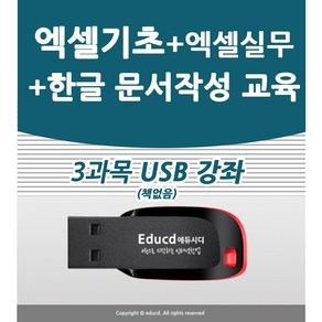 3종 한글문서작성 교육+엑셀 기초 +엑셀 실무 강좌 ( 책 교재 서적 보다 좋은 usb 강의 )