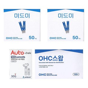 오상헬스케어 미드미 혈당시험지 혈당검사지스트립 세트(시험지100매+침100개+솜100매) SW, 1개