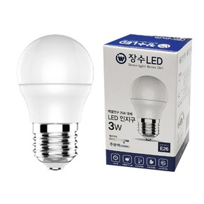 장수램프 3W 220V E26 주광색 컨버터내장형 LED 전구, 1개