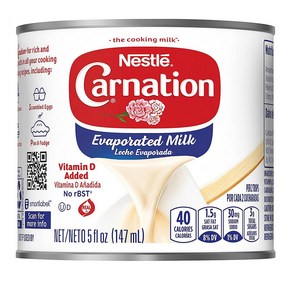 Nestle Canation 네슬레 카네이션 증발우유 무가당 연유 5oz(147mL) 4팩, 4개, 147ml