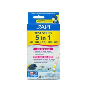 API 5-in-1 Test Stips Feshwate and Saltwate Aquaium Test Stips 25-Count Box, 1개