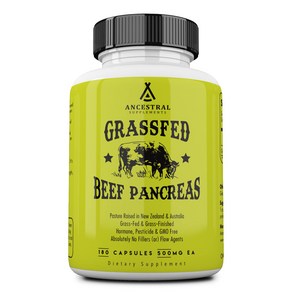 미국 직배송 Ancestal Supplements Gass Fed Panceas — Digestive Poteolytic B0734FP2W4, 1개, 180정