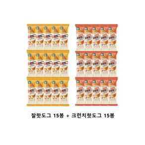 올반 핫도그 찰핫도그15봉+크런치핫도그15봉 아이들간식 핫도그, 30개, 80g