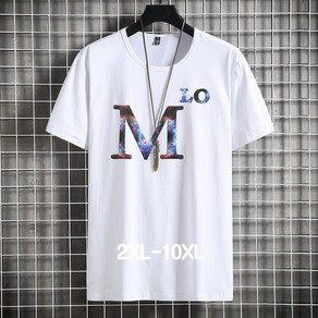 쥬엔리치 4XL~10XL 남자 빅사이즈 반팔 티셔츠 면 라운드 넥 캐쥬얼 남성 루즈핏 여름 티