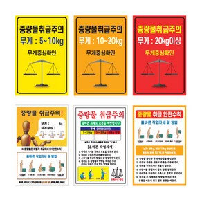 중량물 취급주의 / 무게중심확인 안전수칙 공단 공장 산업현장 경고 표지 안내 방수 포맥스, 세로형 디자인5, 1개