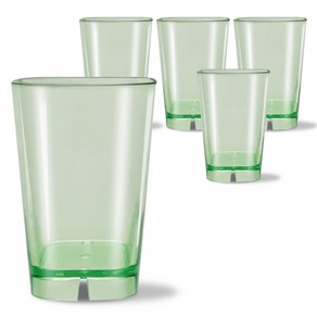 [MIR] 사각라운드 PC컵-360ml(12oz) 4종 홈카페 물컵 플라스틱컵, 그린, 5개