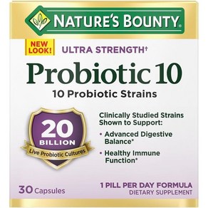 네이처스 바운티 울트라 스트렝스 Natue's Bounty 프로바이오틱 10균주 200억 유산균 30정 Ulta Stength Pobiotic 10, 상품상세참조, 1개