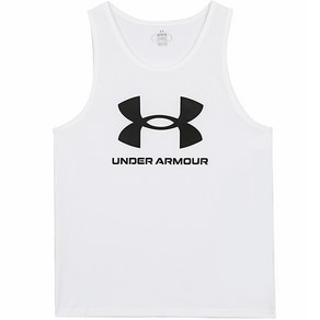 언더아머 민소매 나시티 UA SportStyle Logo Tank 화이트-블랙 로고