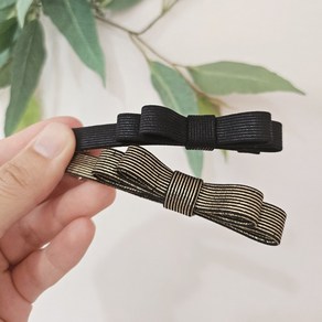 레자가죽 심플2단 리본 포인트자동핀 (자체제작)