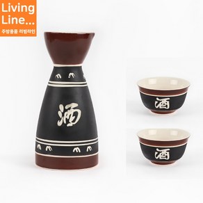 일본식 사케병 도쿠리 도꾸리 독구리 술병 술잔 사케잔 [옵션선택] 흑밤색 이자카야 술병, 1세트