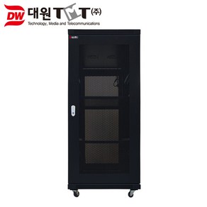 대원TMT 타공문 서버랙 37U H1800xD1000xW600 블랙 DW-ST1800 선반 2개 멀티탭 6구 2개 120mm 대형쿨러 2개 고강도 강화유리 육각 벌집 타공문, 1개