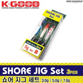 배스랜드 쇼어 지그 세트 3g 5g 7g 메탈지그 고등어 삼치 꽁치 풀치 워킹낚시, 7g set-A, 1개