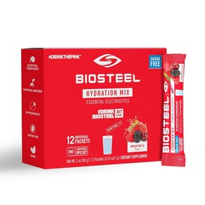 BioSteel Zeo Suga Hydation Mix 5가지 필수 전해질이 들어간 맛있는 수분 공급 혼합 베리 맛 12개 1회 제공 팩, 1개