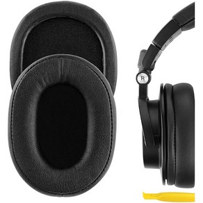 Geekia 단백질 가죽 교체용 이어 패드 호환 Audio Technica ATH-M50X ATH-M50 ATH-M40X ATH-M30 ATH-M20 헤드폰 이어 쿠션 이어 컵, 검정, 1개