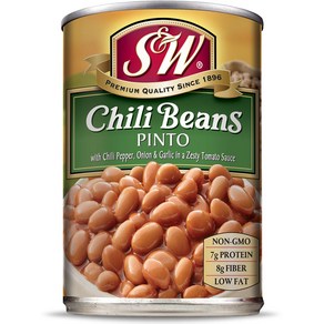 S & W Pinto Chili Beans 15.5 Ounce Can (Pack Of 6) S & W 핀토 칠리 콩 15.5 온스 캔(6팩), 439g, 1개