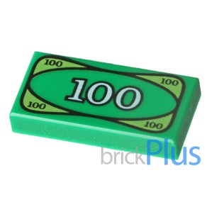 레고 부품 장식 100 달러 지폐 타일 Geen Tile 1 x 2 with 100 Dolla Bill Money Patten 4295260 3069bpx7, 1개