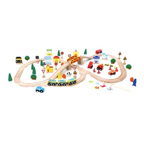 토도리브로 원목 기차놀이 세트 90p, 혼합색상, 1세트