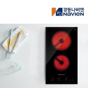 경동나비엔 2구 라디언트 주방 원룸 전기렌지 쿡탑 레인지 하이라이트 전기레인지 타공사이즈 490x265, 빌트인, CER150-02B2N