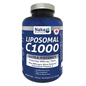 NAKA Platinum Liposomal C1000 (180 sgels) 나카 플레티엄 리포소말 180정 흡수력 우수한 비타민C 나카 비타민C 캐나다에서 직배송, 1개