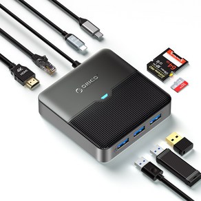 오리코 C타입 10in1 멀티포트 오디오 3.5mm SD/TF USB 허브 HDMI 4K VGA 2.5G 이더넷