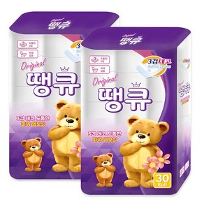 Oiginal 땡큐 화장지 3겹 30롤 x 2팩 휴지, 2개