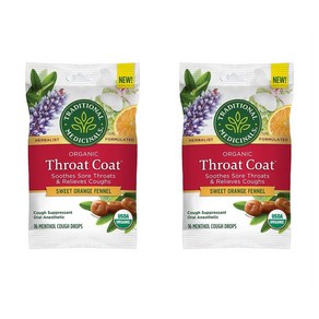 트래디셔널 메디시널 목캔디 스위트 오렌지 펜넬 Taditional Medicinals Thoat Coat Oganic, 2개