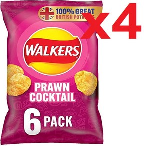 [영국발송] 6개입 4팩 총 24개입 워커스 프론 프라운 칵테일 감자칩 대용량 Walkers Prawn Cocktail Crisps