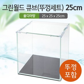 그린월드 25 큐브 수조 (뚜껑포함 올디아망) (25x25x25)+우레탄매트서비스, 1개