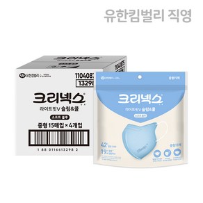 크리넥스 라이트핏V 슬림&쿨 국내생산 마스크 소프트블루 중형 15p X 4EA 435055, 4개