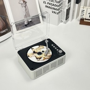 블루투스 cd플레이어 CD플레이어 무선 씨디 라디오 빈티지 휴대용 블루투스스피커, 흰 나뭇결, 표준버전
