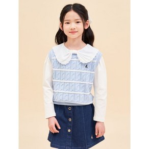 [브랜드정품]빈폴키즈 [30%OFF][BEANPOLE KIDS] 케이블 스트라이프 니트 베스트 스카이 블루신학기조끼 아동패딩조끼