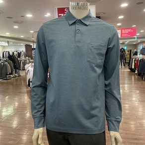 트레몰로 (주)세정 어반 남성 *23년 S/S 봄 선할인 50% 찰랑찰랑 레이온 면 혼방 그레이쉬블루 스판 주머니있는 긴팔 카라 티셔츠 -7881
